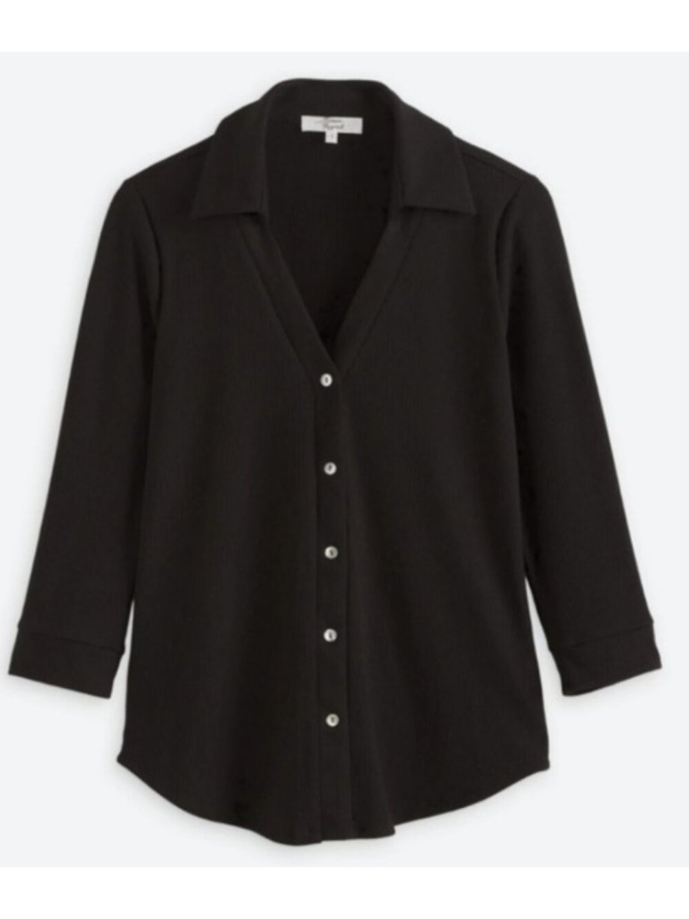 Beacon Apparel lllona Collared Ribbed Knit Top New Small Black Business Casual
